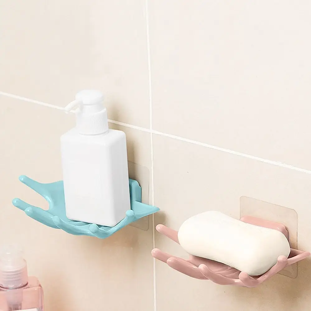 

No Drilling Six Claw Self Adhesive Wall Mounted Shelf Drain Box Sponge Rack Soap Holder Soap Dish Hand Tray Bathroom Product