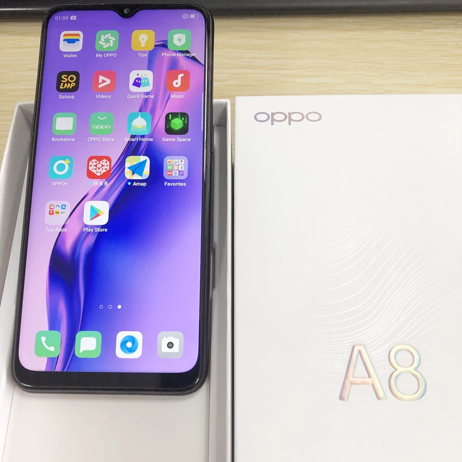 Official New Original Oppo A8 Cell Phone Octa Core 2.3GHz MTK6765 4G RAM 128G ROM 12MP Camera 4230Mah 6.5inch LCD 1600x720P ddr4 ram