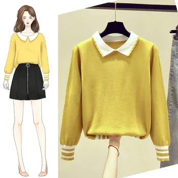 

loose woman sweater dress 2019 new knitting render unlined upper garment to coat lapel fashionable western style