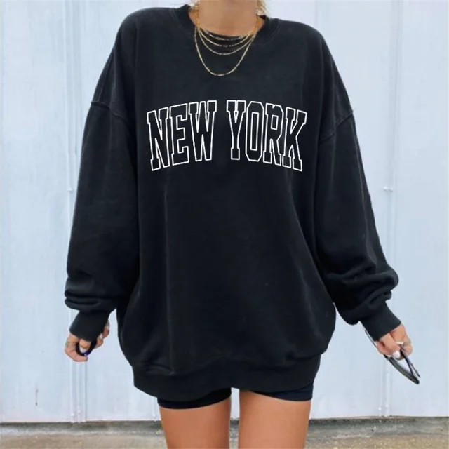 Oversized Sweatshirt Women 2022 Crewneck Pullover Spring Long Sleeve Letter Clothes for Women Casual Loose Hoodie Streetwear 1