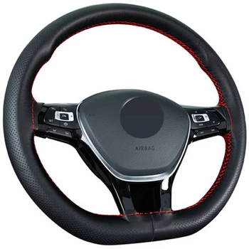 

DIY Car Steering Wheel Cover With Needle And Thread Universal Car Steering Wheel Soft Sew Cover Artificial leather For 38cm