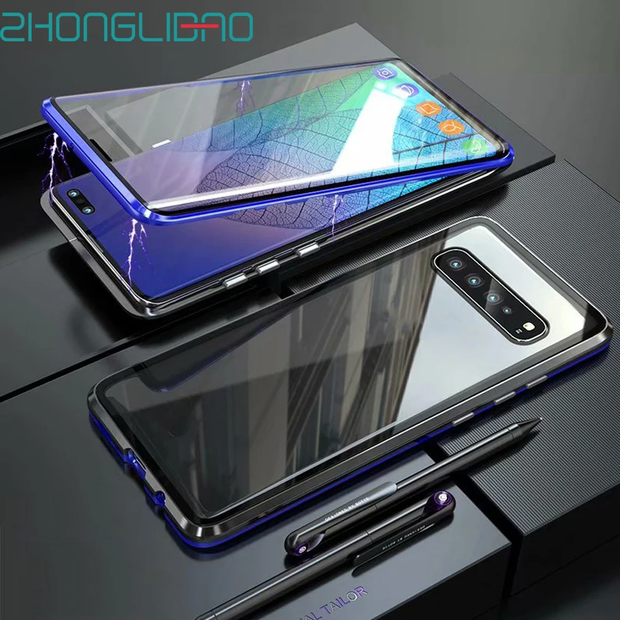 Роскошный магнитный металлический чехол для Samsung s20 ultra S10 5G S9 S8 Plus Note 9 8 S10e передняя