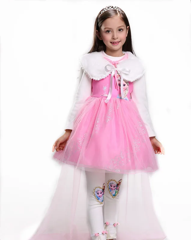 Новая модель: 2 «Принцесса Эльза» для девочек, платье с длинными рукавами и украшением в виде бабочки вечерняя косплей одежда платье «Принцесса Анна» с изображением принцессы Эльзы детское Детский костюм Лидер продаж - Цвет: Photo Color