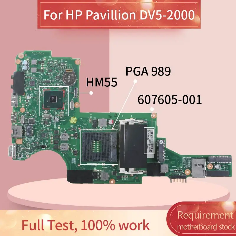 Placa-mãe do Portátil para hp Pavillion Notebook Mainboard Hm55 607605-001 607605-601 Dv5-2000 - Imagem 2