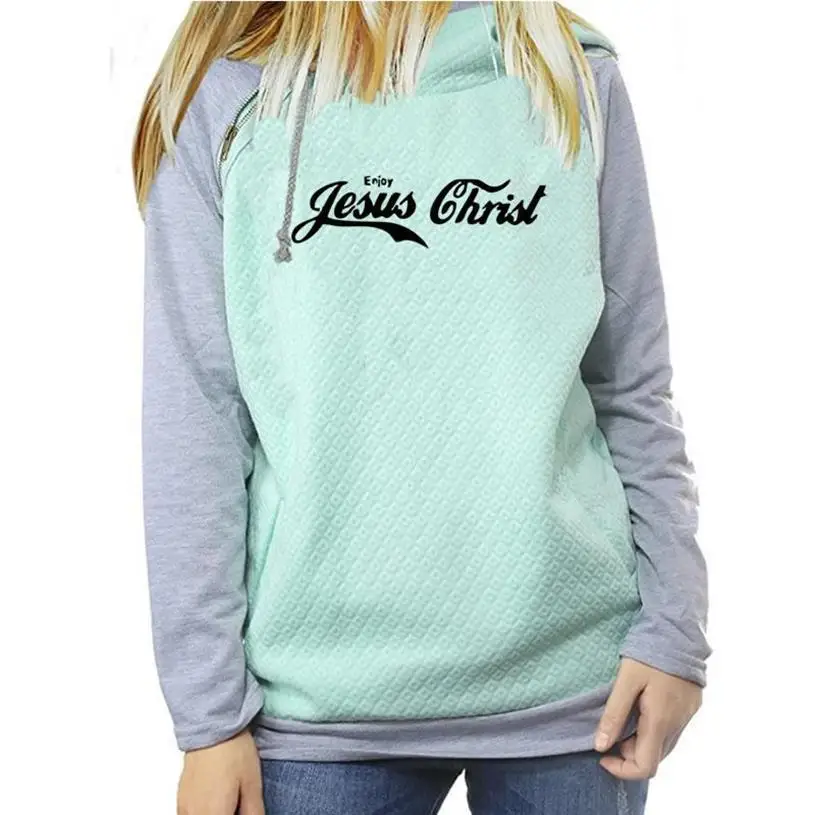 Casual Hoodies For Women Jesus Christ Letters Print Zipper Decoration Kawaii Sweatshirt Femmes Cotton Thick Hoodies Harajuku Casual Hoodies For Women Jesus Christ Letters Print Zipper Decoration Kawaii Sweatshirt Femmes Cotton Thick Hoodies Harajuku