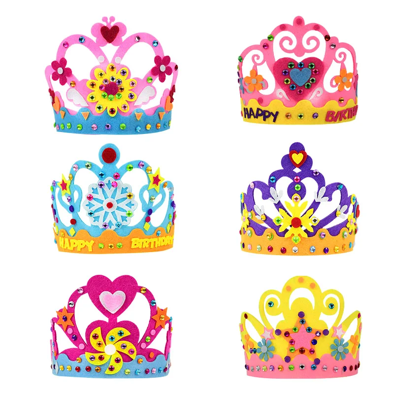 日曜大工の誕生日の王冠 教育玩具 花のハートとフェルトの帽子 出生前のパーティーの装飾 子供のための手作り Aliexpress ホーム ガーデン