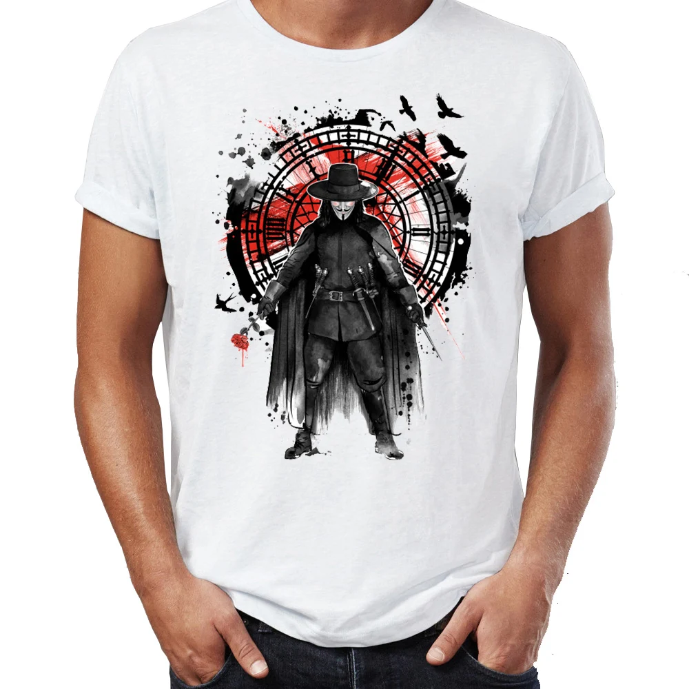 

Brand New Men T Shirts 100% Cotton V for Vendetta Legendary Anti-hero Freedom Awesome Artwork Printed O-neck Tee Shirts Oversize