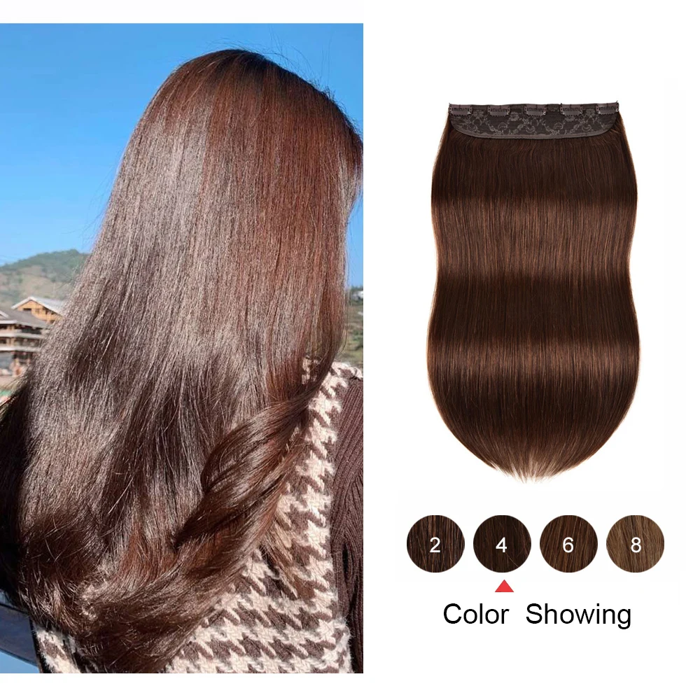 

Gazfairy Clip In One Piece Human Hair Extensions 14"-22" 100g Remy Hair Pieces Silky Straight 5 Clips In One Piece Human Hair