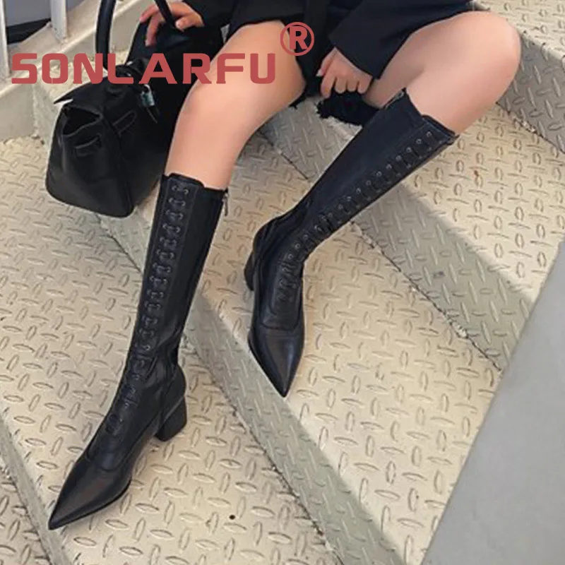 

White high boots, female elastic slimming stovepipe boots pointed-toe Knight boots mid-high heels long leather boots