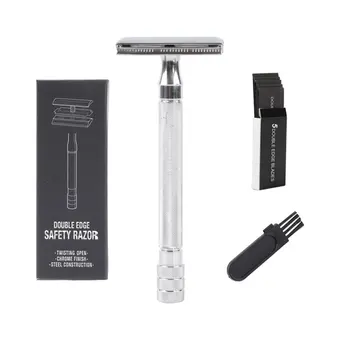 

Mens Manual Shavers Classic Safety Razor Metal Razor With Brush And Blades Double Edge Mens Hand Shaver