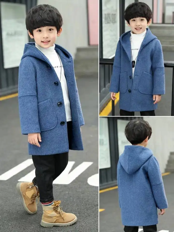 Шерстяное пальто для мальчиков г. Новая весенне-осенняя одежда куртка для мальчиков детское шерстяное пальто мужское шерстяное пальто