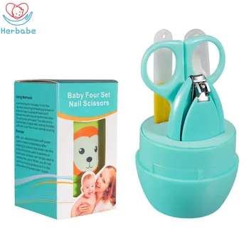 

Herbabe 4pc/set Newborn Infantil Nail Clipper Set Safe Kids Nail Trimmer Portable Enfant Clipper Cutter Scissors Cute Baby Tools