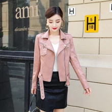 Тема 21 женская новая модная куртка из искусственной кожи мотоциклетная куртка на молнии Короткая байкерская куртка из искусственной кожи Мягкая Повседневная Женская куртка