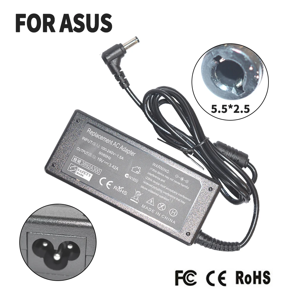 Замена для Asus 19V 3.42A 5,5*2,5 MM 65W k50ij K40IJ x550c A52F K501 K50IJ K50i K52F ноутбук AC зарядное устройство адаптер питания Замена для Asus 19V 3.42A 5,5*2,5 MM 65W k50ij K40IJ x550c A52F K501 K50IJ K50i K52F ноутбук AC зарядное устройство адаптер питания