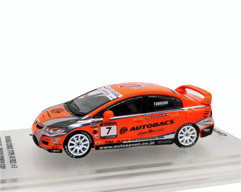Honda Civic FD2 No7 1: 64 INNO64 Honda Civic Тип-R Fit Accord Mitsubishi EVO Toyota Corolla levin гонки литой модельный автомобиль - Цвет: Honda Civic FD2 No7