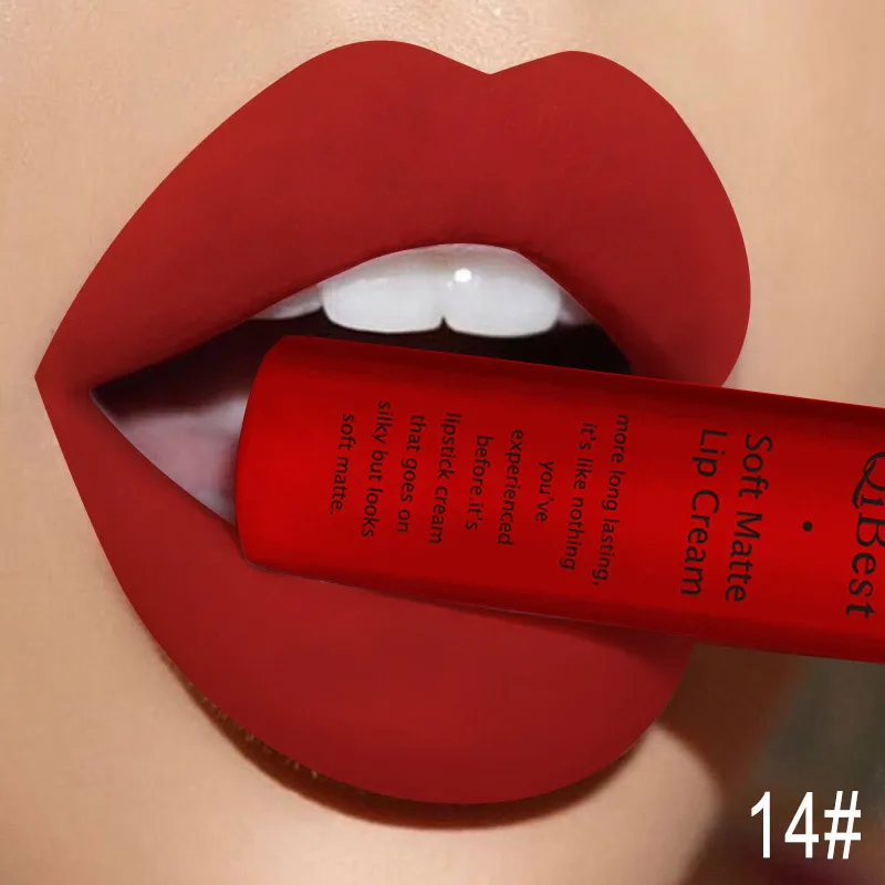 Brand 34 colors Lip Gloss Long Lasting Red Lips Matte Lipstick Liquid Lip Tint Cosmetic Nude Velvet Lipstick Matte Lip Makeup - Цвет: Q1617-14