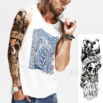 

Waterproof Temporary Tattoo Sticker Snake Skull Head Animal "Good News" Letter Full Arm Fake Tatto Flash Tatoo for Men Women