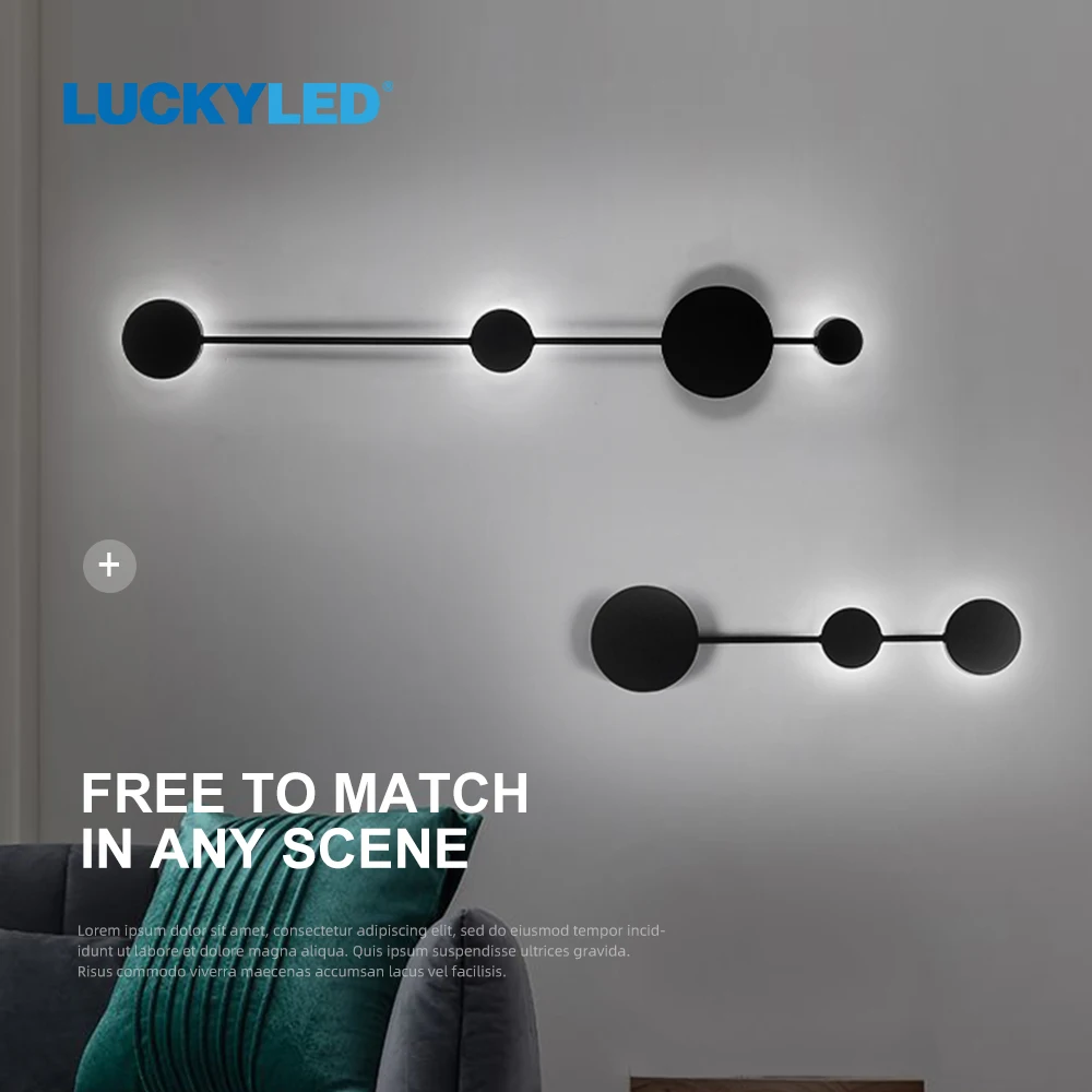 LUCKYLED Led Wall Lamp Modren With 3 Color Diammble Light Nordic Minimalist Simple Line Indoor  Lithing for Living Room Bedroom