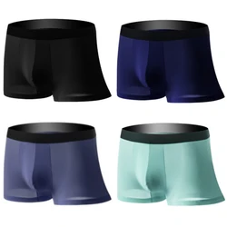 4 Pcs/Lot New Fashion Nobility Men's Underwear Ice Silk Men Underpants Soft Breathable Panties Comfortable Sexy Men Boxer Briefs