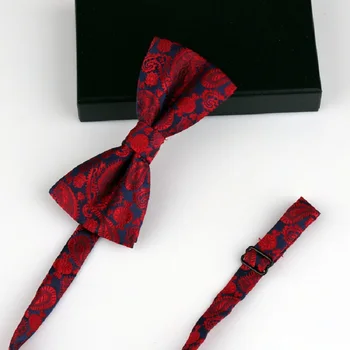 

2020 New Fashion Designer Men's Bow Ties Double Fabric Pattern Wine Red Bow Tie Wedding Banquet Club Butterfly Tie with Gift Box