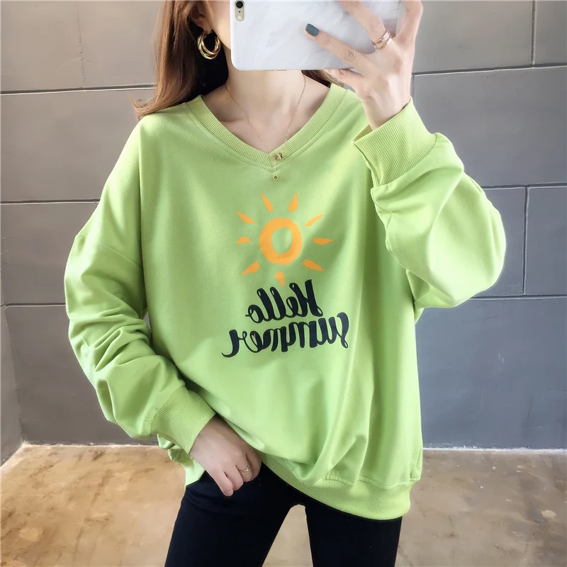Большие размеры, уличная одежда sudaderas mujer,, негабаритная Женская одежда, милый свитер, kawaii, с надписями, Флисовые женские, K0310