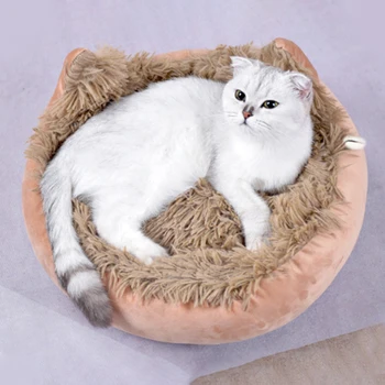 

Dog Cushion Round Plush Cat Ear Nest Removable Washable Winter Warm Sleeping Cat Nest Soft Plush Dog Basket Pet Cushion new