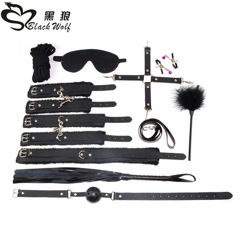 Baratos 10 Uds bdsm bondage juguetes sexuales para parejas accesorios exóticos PU sadomasoquismo sexo bondage Set Sexy esposas látigo cuerda productos sexuales