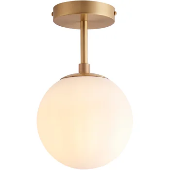 

Nordic Glass Ball LED Ceiling Lights Balcony Porch Aisle Bedroom Copper Retro Vintage Ceiling Lamps Plafonnier Lighting WF1019