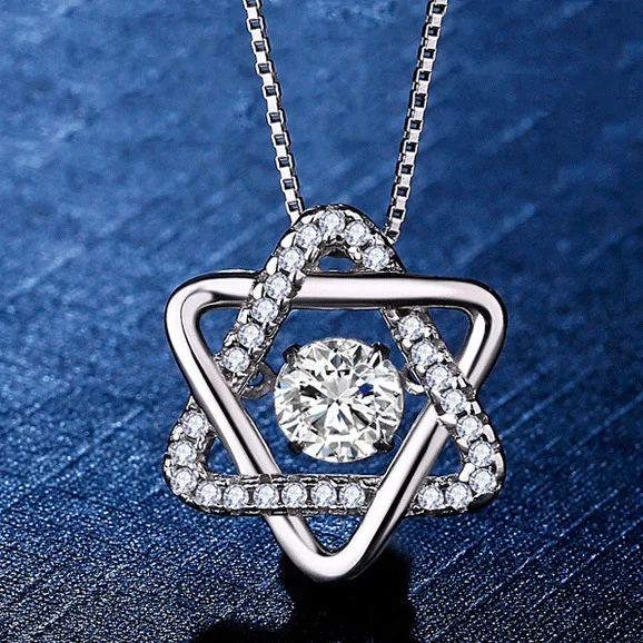 

Sterling Silver Six-pointed Star Necklace Clavicle Necklace Female Charm Fine Jewelry for Women Birthday Present