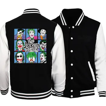 

Men the joker print black baseball jackets new style plus size man sweatshirt 2019 winter fleece harajuku streetwear jacket man