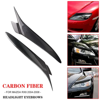 

2Pcs Carbon Fiber Headlight Front Lamp Eyebrow Sticker Car Eyebrow Decoration For Mazda RX8 2004 2005 2006 2007 2008 Accessories