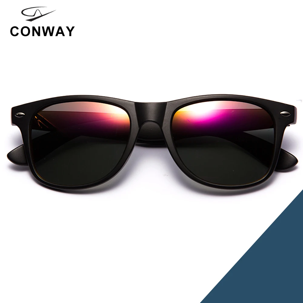 Black-Purple Mirror Conway, винтажные брендовые дизайнерские солнцезащитные очки для мужчин и женщин, поляризованный Ультрафиолетовый блок, солнцезащитные очки с чехлом, несколько цветов на выбор - Цвет линз: Black-Purple Mirror
