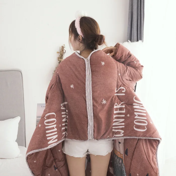 Lazy Quilt with Sleeves Blanket Cape Cloak Nap Blanket Dormitory Mantle 150x200cm AUG889