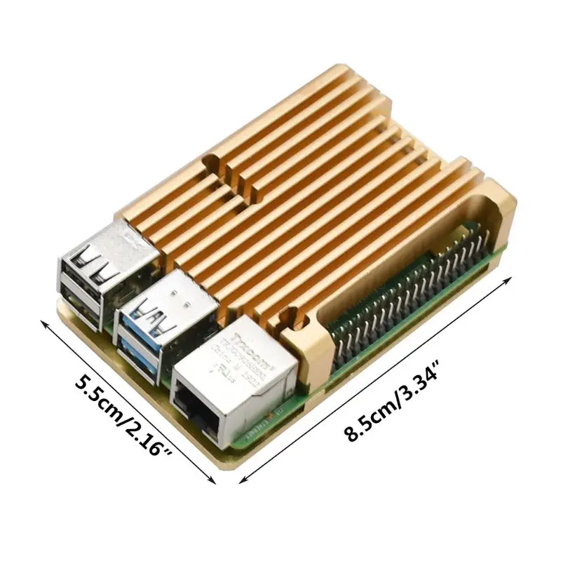 Алюминий Золотой корпус чехол металлический корпус коробка радиатора для Raspberry Pi 4 Модель B 83XB