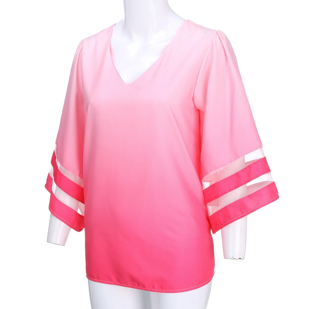 JAYCOSIN Fashion Loose Blouse V-Neck Women