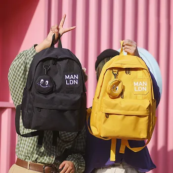 

Smile Minimalist Style Canvas Candy Color Backpack Large Capacity Package Travel Anti-theft Casual Shoulder Bags Sense Girl 2020