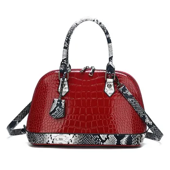 

Ladies Luxury Handbag 2019 New European and American Shell Bags pu Women's Bag Patent Leather Crocodile Shoulder Bag