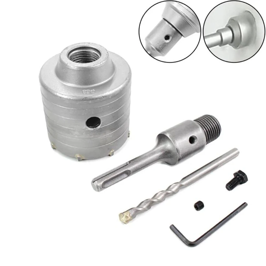 Plus Round Shank Hole Saw Cutter Set 40/50/65/68mm Concrete Cement Wall