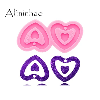 

DY0644 Super Glossy Resin Mold Heart Earring Epoxy Craft Silicone Molds Polymer Clay Mould DIY Necklace Jewelry Making