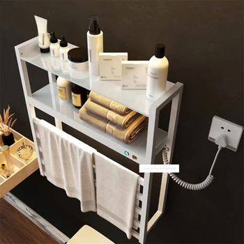 

UV Sterilization Heated Towel Rail Wall Mounted Electric Heating Towel Rack With Storage Rack Intelligent Towel Warmer 220V