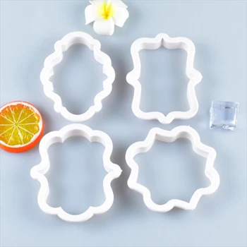 

4/6pcs Plastic Biscuit Mould Vintage Plaque Frame Cookie Cutter Set Fondant Cake Decorating Tools
