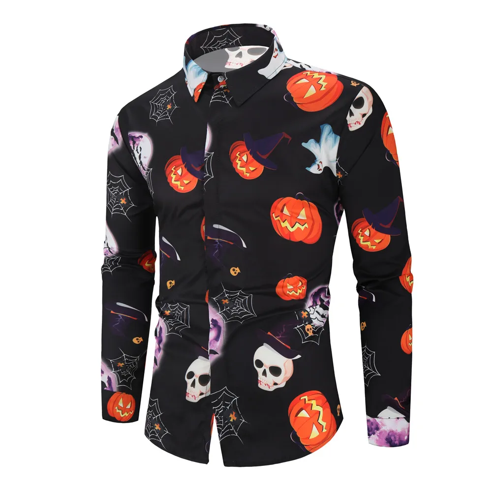 Shirt men Funny Halloween Shirt Pumpkin Plus Size Shirts Graphic Tees men Print Shirts Clothes