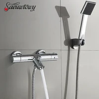 Chrome Telephone Type Wall-Mounted Thermostatic Shower Faucet Set Bathroom Faucet Hot And Cold Bathroom Tap Mixed Valve Bathtub 1