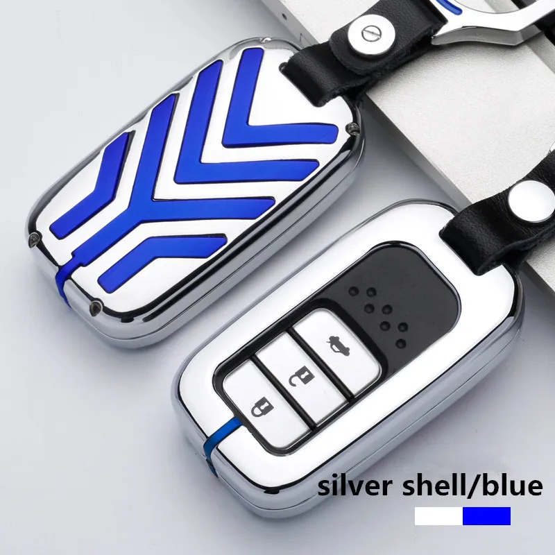 A-silver blue Чехол для ключей из цинкового сплава для Honda accord 9 crider city Vezel Spirior Odyssey, Civic Jazz HRV CRV Fit Freed Jade - Название цвета: A-silver blue