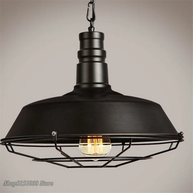 American Loft Industrial Retro Iron Pendant Lights Creative Dining Room Clothing Store Cafe Pot Cover Netting Hanging Lamp Decor