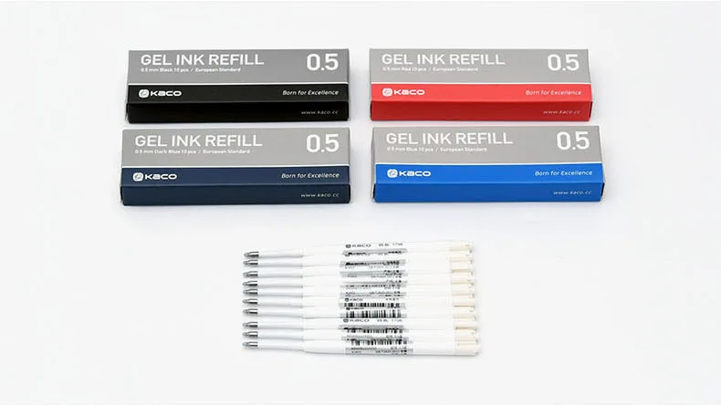 Für Xiaomi Metall Zeichen stift Kaco 0,5 MM EU Refill Blau/Schwarz/Rot/Marineblau Tinte Europäischen Standard einziehbare Gel Stifte 10 Teile/paket – Detail 11
