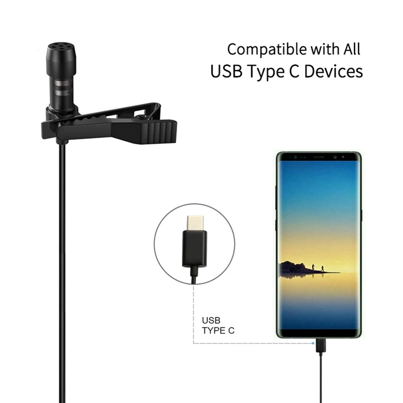 Мобильный телефон мини Клип микрофон тип-c петличный микрофон Запись для huawei Xiaomi samsung Android телефон