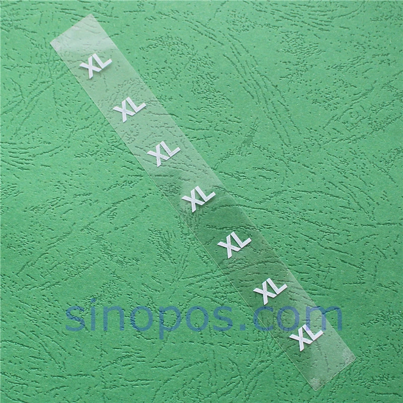 Clothes Size Strip Label, adhesive clear tape rectangular labels apparel pants folded garment pile display tag clothing sticker