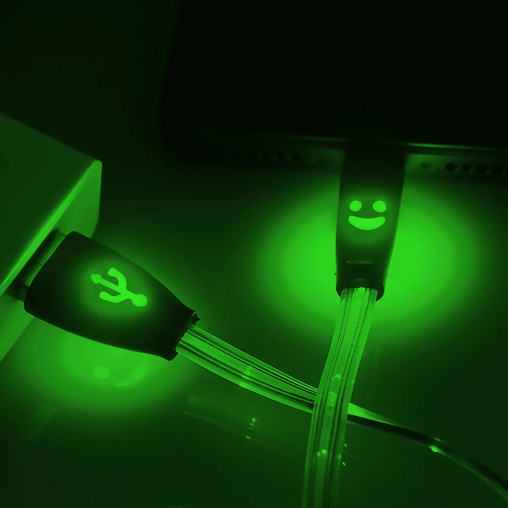 

LED Micro USB Cable Smiling Face Fast Data Charging Cable For Huawei Samsung Xiaomi Redmi OnePlus Micro usb Mobile Phone Cables