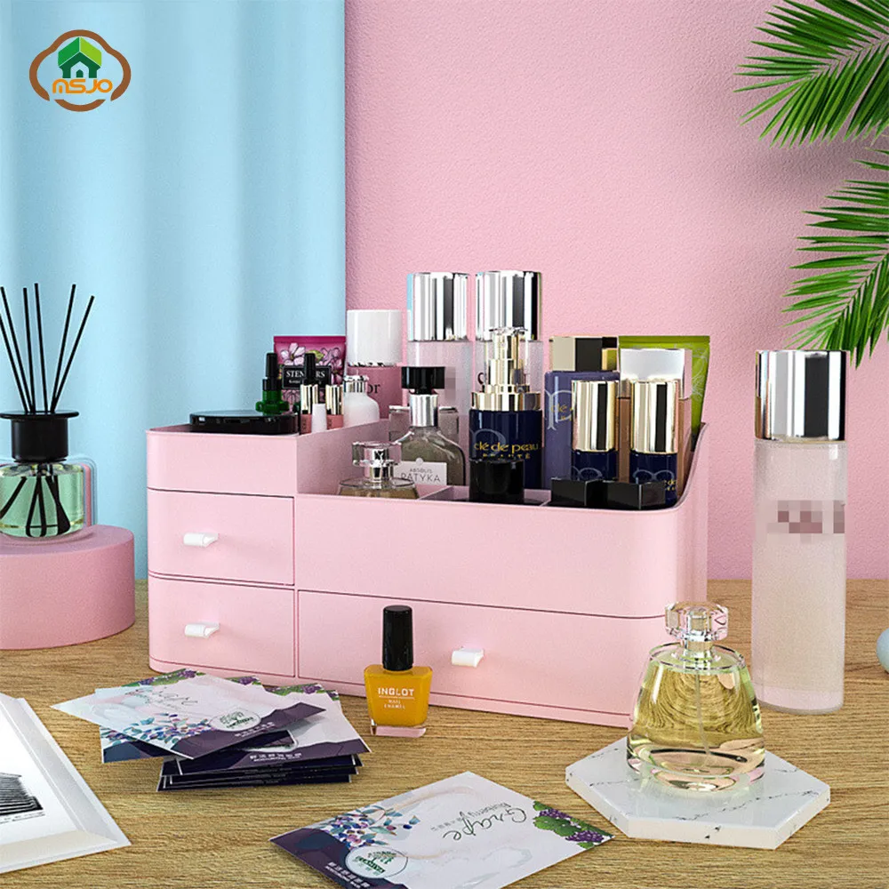 

MSJO Makeup Organizer for Women Desktop Storage Box Cosmetics Container Brush Holder Drawer Bathroom Organization Storage Boxes